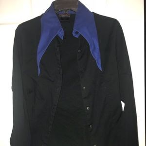 Heavy red gothic black blue top